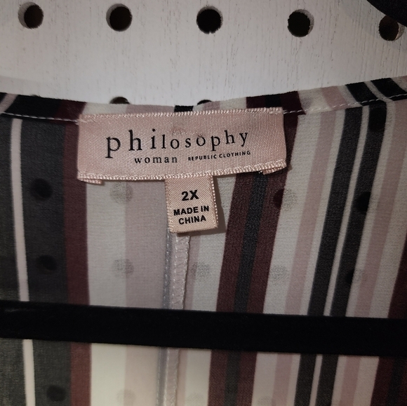 Philosophy 2X Striped Maroon Black Pink Marina Kimono Boho - Picture 4 of 7